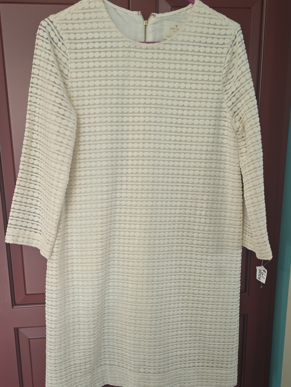 kate spade Cream Textured Midi Shift Dress
